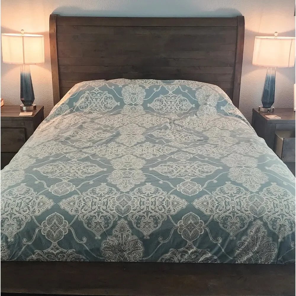 Pottery Barn Alana Medallion Duvet Cover Porcelain Blue Ivory California King